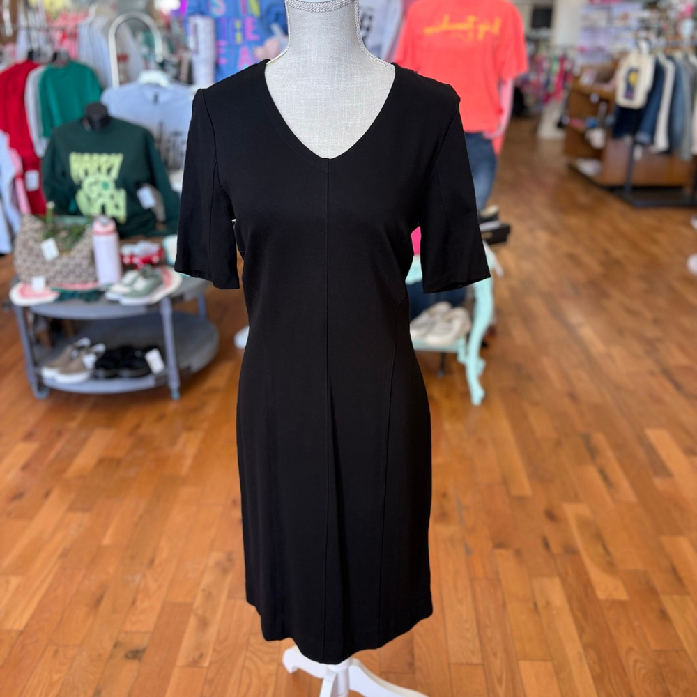 Cabi Black V-Neck Short Sleeve Dress Size 8